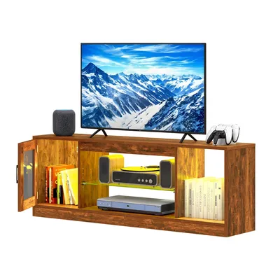 Produktbild von TV-Schrank für Fernseher bis zu 65 Zoll mit 7 RGB-LED-Leuchten mit 22 Modi, 148 x 32 x 51 cm