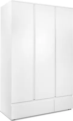 Image de Armoire 3 portes 2 tiroirs,Reproduction blanc mat, L121,6 x H191 x P55 cm, Image