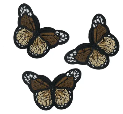 3 Schmetterling Aufbügler, Applikation hellbraun