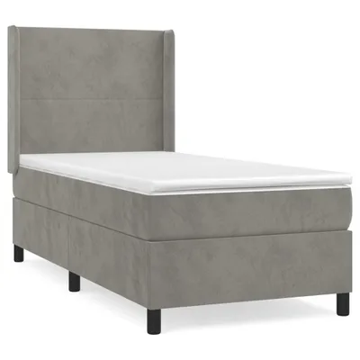 Image de vidaXL Lit boxspring avec matelas gris clair 90x190 cm velours