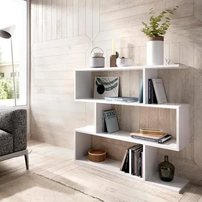 Produktbild von Bücherregal Djovi, Mehrzweck-Büroregal, Bibliotheksschrank mit 3 Regalen, 110 x 25 x 96 cm, Weiß