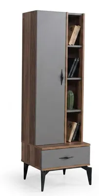 Immagine prodotto di Complesso abitativo armonioso, con elementi in legno, marrone e grigio, imbottitura e testiera. Set di mobili
