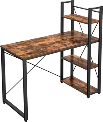 Obrázok produktu pre Počítačový Stôl, Stôl 120 Cm S Policami Vľavo Alebo Vpravo, Stabilný, Jednoduchá Montáž, Pre Domácu Kanceláriu, Indukčný Štýl