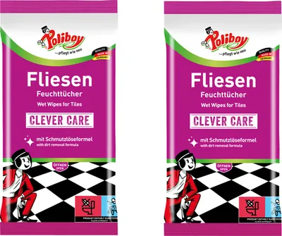 Produktbild von Poliboy Reinigungstücher Fliesen & Steinböden 2er Set - Inhalt 30 Stück, Reinigung Pflege