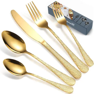 Image de Omgoods - Ensemble de couverts en or - Set de 30 couverts pour 6 personnes