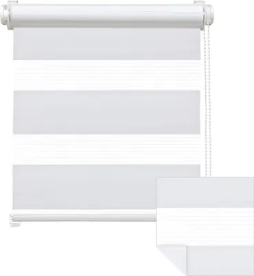 Produktbild von Victoria M. Zevra Doppelrollo / Duo Rollo, 125 x 160 cm, weiß lichtfilternd & blickdicht | Klemmfix & Bohren möglich, UV-beständig, inkl. Kindersicherung
