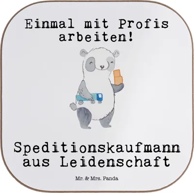Produktbild von Mr. & Mrs. Panda Untersetzer für Gläser Speditionskaufmann Leidenschaft - Weiß - Geschenk, Coaster, Holzuntersetzer, Tassen, gläseruntersetzer, Tischschoner