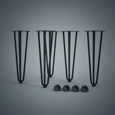 Obrázok produktu pre Nohy na stôl sada 4 Vlásenky 45 cm Vlásenky čierne Nábytkové nohy Stolové bežce
