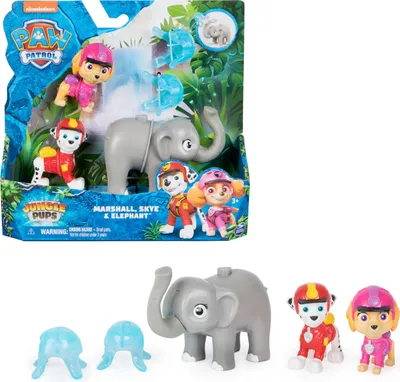 Produktbild von PAW Patrol Jungle Pups – Hero Pups Figuren-Set mit 2 Hundefiguren (Marshall & Skye) und einer Elefanten-Figur mit Wurffunktion, 3 Jahr(e), Paw Patrol, Mehrfarbig