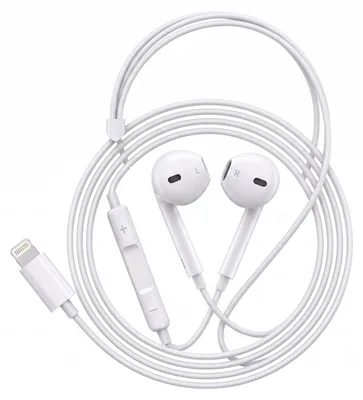 Image de Avizar, casque filaire pour iPhone 8 avec connecteur Lightning et microphone intégré, couleur blanche