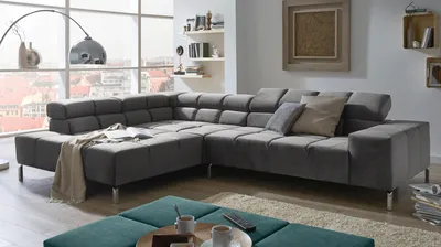 Produktbild von KAWOLA Sofa NELSON Ecksofa Velvet grau Recamiere links
