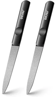 Immagine prodotto di Set di lime per unghie, 2 pezzi, acciaio inossidabile, doppia faccia, rivestimento diamantato, professionali per la cura dei piedi, colore nero