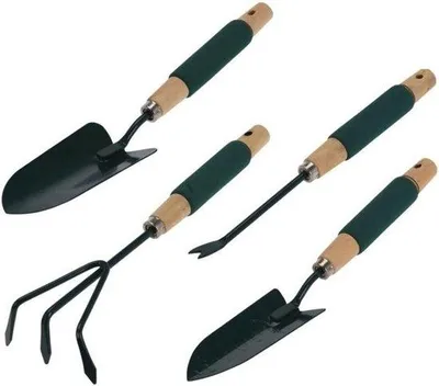 Produktbild von Gartenwerkzeug Set - Handwerkzeuge für den Garten - 4-teilig - Silberfarben