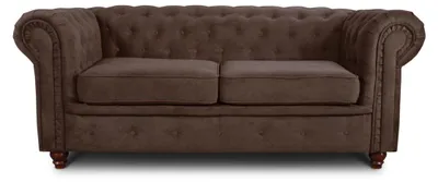Produktbild von Sofa Chesterfield Asti 2-Sitzer, Couchgarnitur 2-er, Sofagarnitur, Couch mit Holzfüße, Polstersofa - Glamour Design (Braun (Capri 45))