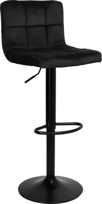 Image de Tabouret de bar Arako Black Black Velvet Réglable