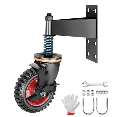 Produktbild von 150mm Torrolle mit Federbelastung, 200kg Max, 360° Drehbar Tor Räder Torlaufrolle mit Bremsen, Schwerlastrolle für Metalltore, Holzgatter, Zaunpforten