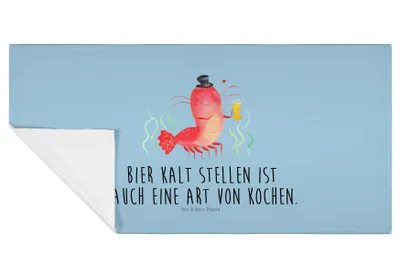 Produktbild von Mr. & Mrs. Panda Flauschtuch Hummer Weizen - Blau Pastell - Geschenk, Kochen, Gasthaus, Kneipe, handtuch baumwolle, Bier, gesichtshandtuch, Wirtschaft, 50x100, Meer