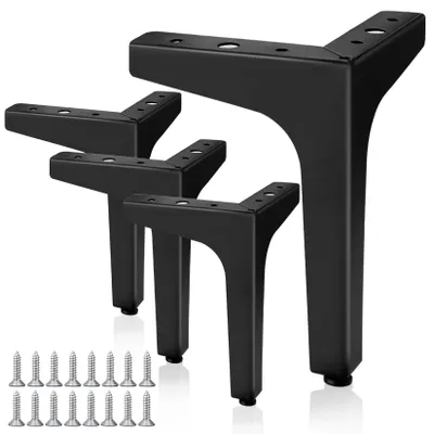 Image de Elzusha - Lot de 4 pieds de meubles noirs - Hauteur de 17 cm, pour meubles
