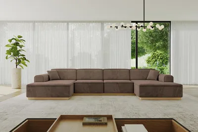Produktbild von ALTDECOR Ecksofa in U-Form IREA-U2-v2 386x165x80 cm Braun Corner Sofa Bett Eckcouch Couch L-Form Wohnlandschaft Cauchsofa