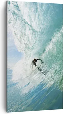 Produktbild von Bild auf Leinwand - Leinwandbild - Abenteuer surfer welle ozean - 45x80cm - Wand Bild - Wanddeko - Leinwanddruck - Bilder - Kunstdruck - Wanddekoration - Leinwand bilder - Wandkunst - PA45x80-2541