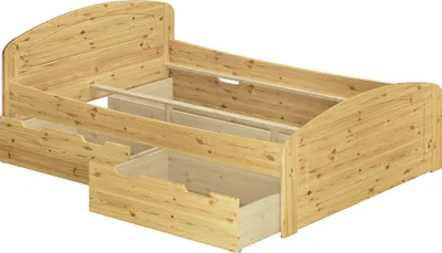Produktbild von Funktionsbett Doppelbett Bettkasten 200x200 Holzbett Massivholz Kiefer Zubehör wählbar V-60.50-20Federholzrahmen inkl.