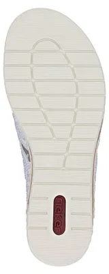 Produktbild von Rieker Damen Pantolette mit Strass und Keilabsatz in Korkoptik V4189, Größe:38 EU, Farbe:Weiß