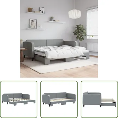 Produktbild von The Living Store Tagesbett Ausziehbar Hellgrau 90x200 cm Stoff