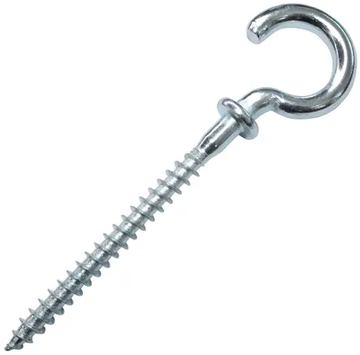 Produktbild von Set mit 10 Schraubhaken – G-förmige Schraubhaken – Verzinkter Stahl – Ø 4,9 x 84 mm – Befestigung für Wand/Decke – Platzsparend – Haken