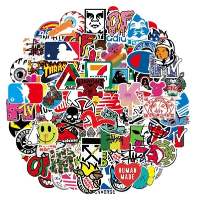 Image de Lot de 101 autocollants, imperméables, en vinyle, style graffiti, de 5 à 10 cm