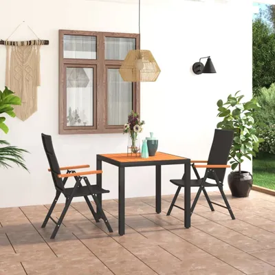 Image de Maison Exclusive - Ensemble de salle à manger de jardin 3 pièces, noir et marron