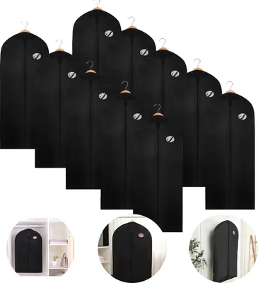 Produktbild von Clanmacy Kleidersack 10er 150x60cm Schutzhülle Kleiderhülle mit einem Griff schwarz