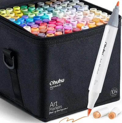 Obrázek produktu pro Lihové fixy OHUHU oboustranné Brush & Fine, 104 ks + blender