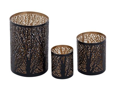 SVJ Home Decorations Teelichthalter Kerza - 14x14x20 cm - Metall - Schwarz