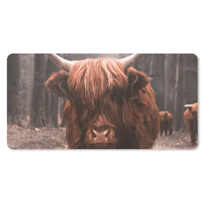 Produktbild von MuchoWow® Mauspad Mousepad Schottischer Hochländer - Wald - Kuh - Tiere - Natur 60x30 cm - Mousepads - Maus Mat - Pad - Mausunterlage - Nachhaltig
