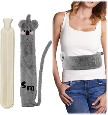 Productafbeelding van Hot Water Bottle with Cover Fluffy 2L Plush Cute Belt for Buckles Long Waist Cover Extra Long Hot Water Bottle Animal