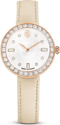 Immagine prodotto di Swarovski Certa Uhr, Schweizer Produktion, Lederarmband, Beige, Roségoldfarbenes Finish CERTA:LS ROS//PRO 5672968