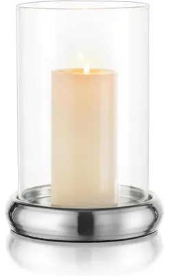 Productafbeelding van Windlicht, glazen cilinder, kandelaar, kaarshouder, tafeldecoratie, zilver