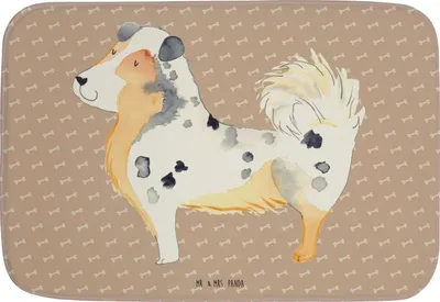 Produktbild von Mr. & Mrs. Panda Badteppich Hund Australien Shepherd - Hundeglück - Geschenk, Sprüche, Badezimmer Matte, Duschvorleger, Badezimmerteppich, Badematte, duschmatte, Spruch