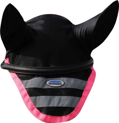 Image de Weatherbeeta - Bonnet anti-mouches pour chevaux, réfléchissant WB1617 (Poney) (Rose/noir)