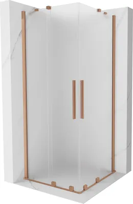 Image de Mexen Velar Duo cabine de douche coulissante 90 x 90 cm, givré, cuivre brossé - 871-090-090-32-65