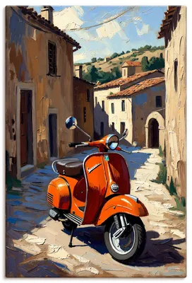 Produktbild von ARTland Leinwandbild Roter Motorroller im Süden von Italien Größe: 40x60 cm