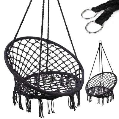 Obrázok produktu pre Aga Hojdacie kreslo Hniezdo s operadlom 80cm čierne
