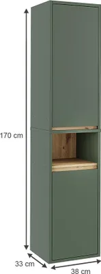 Zdjęcie produktu dla Wysoka szafka Vicco Viola Zielony/rzemieślniczy 38 x 170 cm z 2 drzwiami, Model 54880