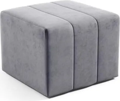 Zdjęcie produktu dla LIKMA Pufa Welurowa Ciemnoszara 46x35x46 cm Puf Tapicerowany Hocker Podnóżek Ławka Do Salonu I Przedpokoju