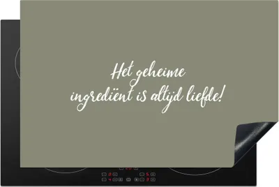 Produktbild von KitchenYeah© Herdabdeckplatte Sprichwörter - Liebe - Zitate - Die geheime Zutat ist immer die Liebe! , 80x52cm, Küche Deko, Glaskeramikkochfeld Herdabdeckung, Abdeckplatte fùr Kochfeld