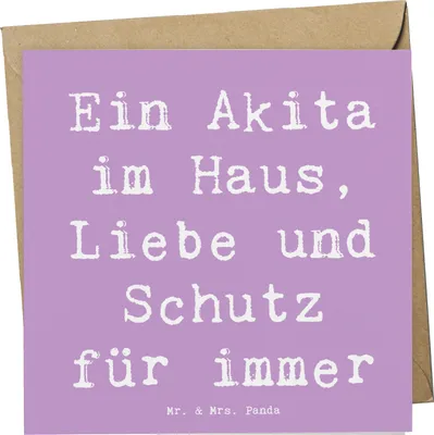 Produktbild von Mr. & Mrs. Panda faltkarte Spruch Akita Inu Liebe - Lavendeltraum - Geschenk, anlasskarte, Hunderasse, Loyaler, Hunderassen Eigenschaften, Hundezucht, starke Hunde