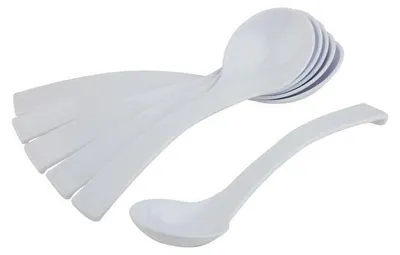 Produktbild von APS 88627 Feinkostlöffel, 6er-Set, Kunststoff (SAN), Ø 6 cm, Länge 23 cm, weiß