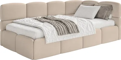 Produktbild von Selsey Cloudy – Jugendbett 120 cm, Bettkasten, Chenille, Kopfteil rechts, Beige