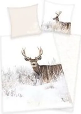 Obrázok produktu pre Súprava posteľnej bielizne s jeleňom zimná krajina 2-dielna 155x220 cm nadrozmerná