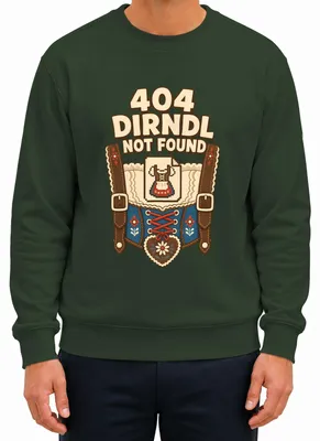 Obrázok produktu pre 404 – Dirndl nenájdený. Veselé tričko s ľudovým motívom, kožené nohavice, mikina s motívom Oktoberfestu, pulóver, tmavozelená farba, veľkosť L